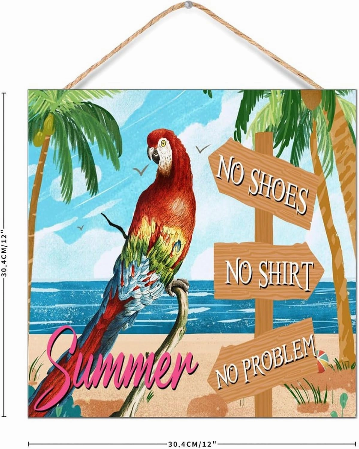 Bar Open No Shoes No Shirt No Problem Wood Wall Sign Wall Art Decorative Rustic Happy Hour Pool Beach Signs Painted Wood Signs for Indoor Dinning Room Outdoor 12x12in