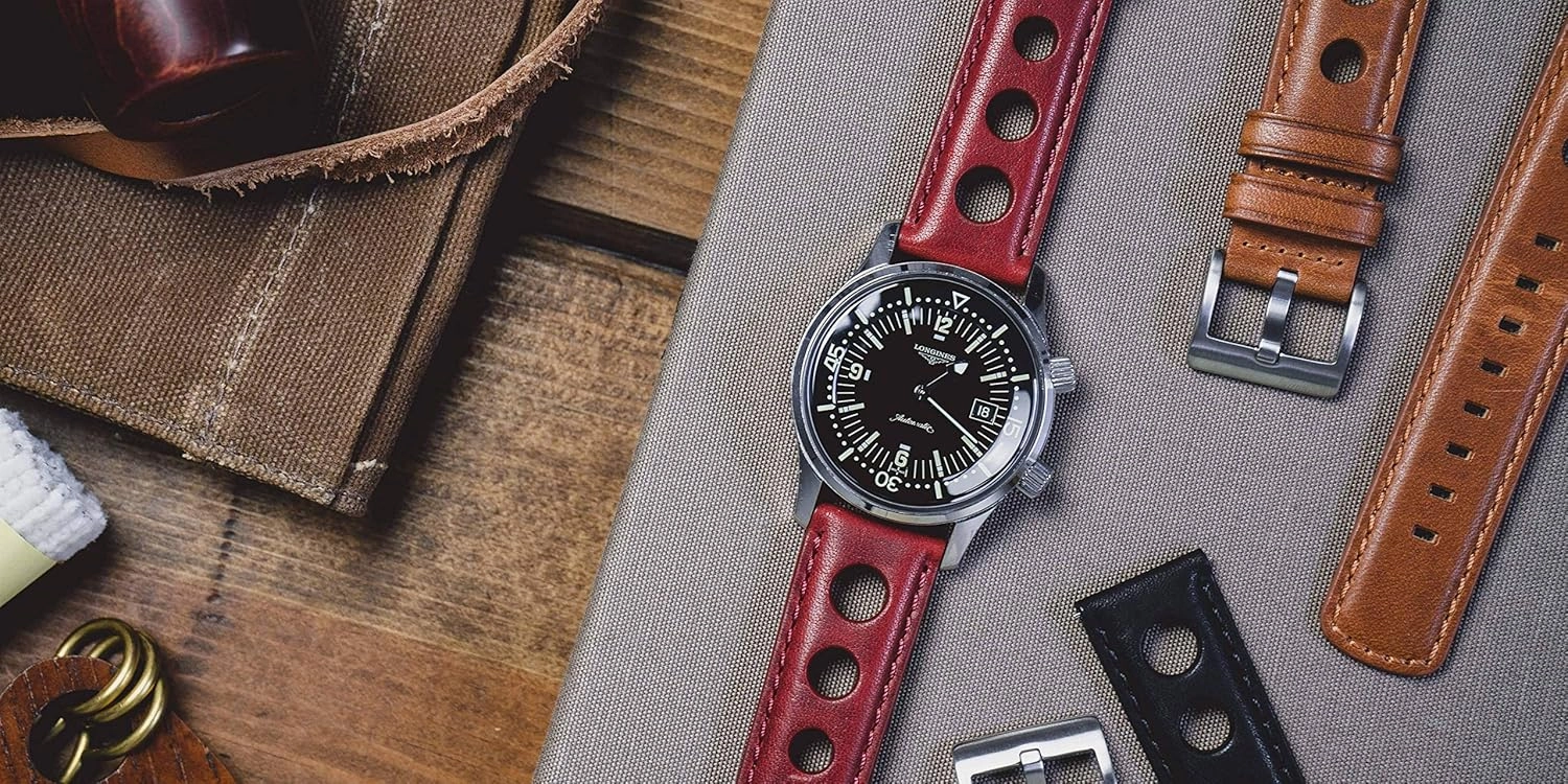 Barton Racing & Rally Horween Leather Straps with Integrated Quick Release Spring Bars - Standard Length fits Wrists 5" to 8"-18mm, 19mm, 20mm, 21mm, 22mm, 23mm & 24mm Watch Bands - Choose Strap Color & Width