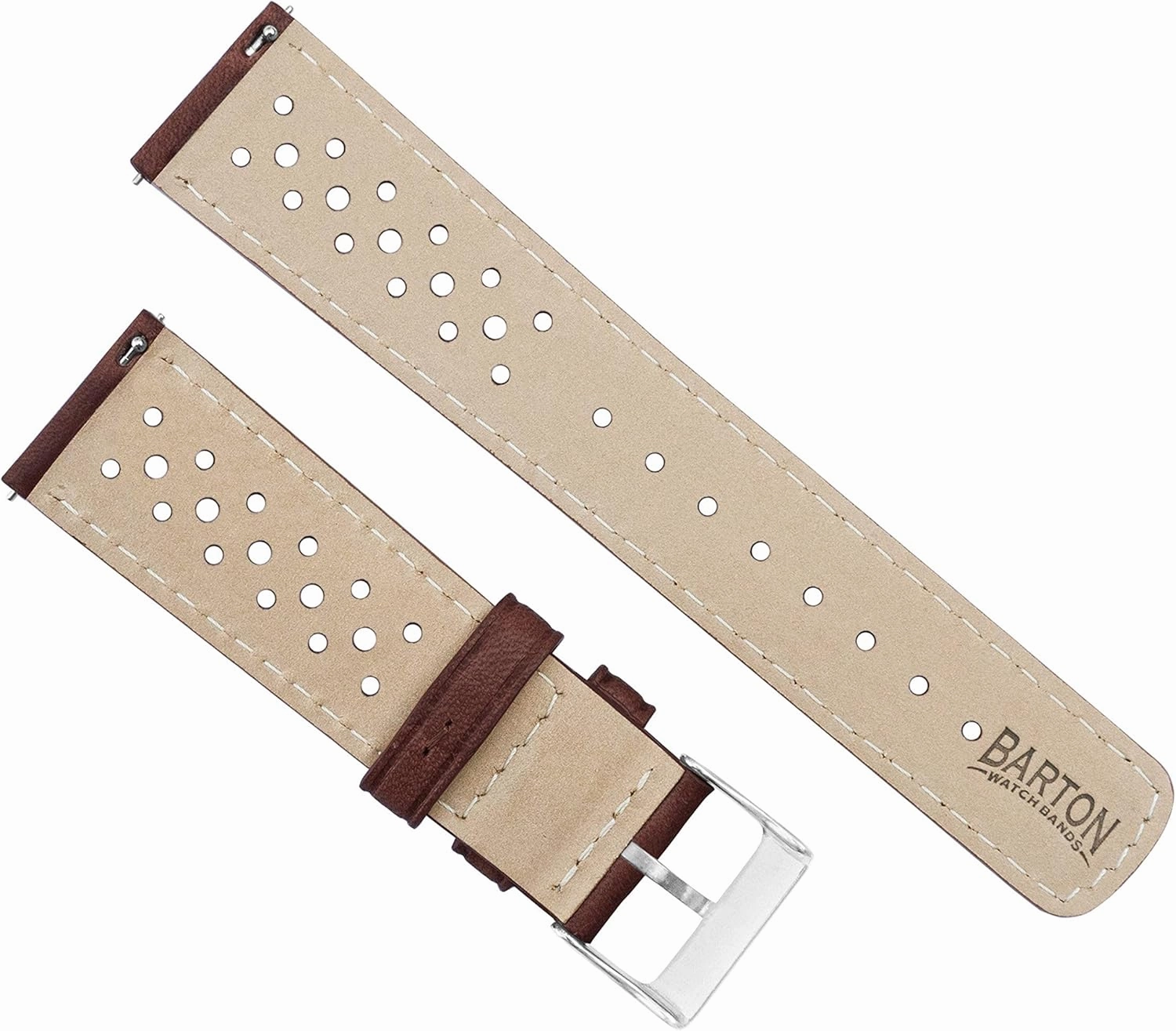 Barton Racing & Rally Horween Leather Straps with Integrated Quick Release Spring Bars - Standard Length fits Wrists 5" to 8"-18mm, 19mm, 20mm, 21mm, 22mm, 23mm & 24mm Watch Bands - Choose Strap Color & Width