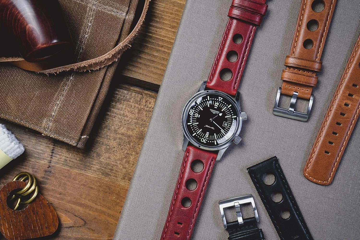 Barton Racing & Rally Horween Leather Straps with Integrated Quick Release Spring Bars - Standard Length fits Wrists 5" to 8"-18mm, 19mm, 20mm, 21mm, 22mm, 23mm & 24mm Watch Bands - Choose Strap Color & Width