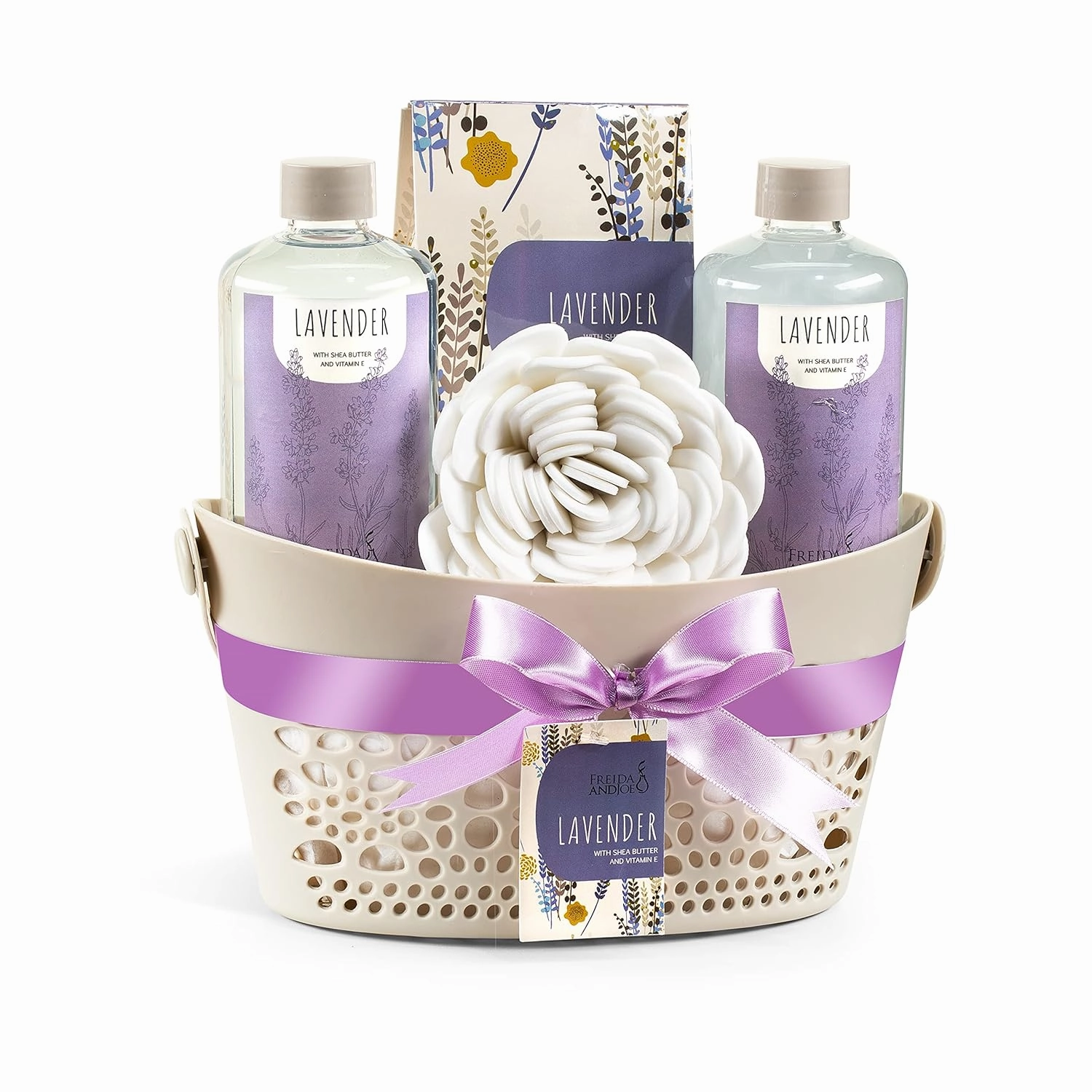 Bath & Body Gift Set for Men and Women – 5-Piece Spa Kit with Shea Butter, Vitamin E Reusable Beautiful Basket Perfect for Relaxation