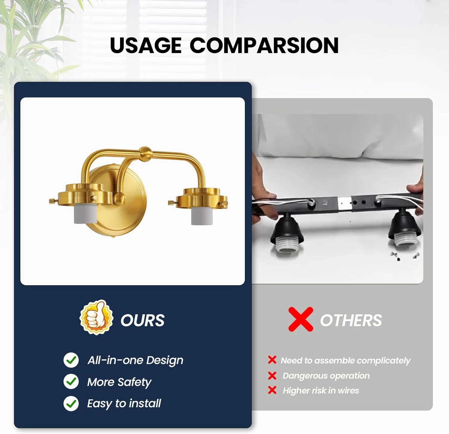 Bathroom Vanity Light Fixtures: 2-Lights Gold Bathroom Lighting Fixtures Over Mirror, Mid-Century Modern Wall Sconces with Frosted Milky Glass for Kitchen Bedroom Hallway