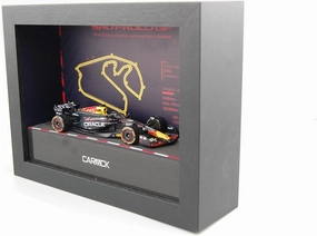BBU 1/43 Scale F1 Model Car and Wooden Display Case Set 2024 RB19 F1#1 Max Verstappen Diecast Racing Car with Acrylic Dustproof and LED Light Showcase for Collectibles
