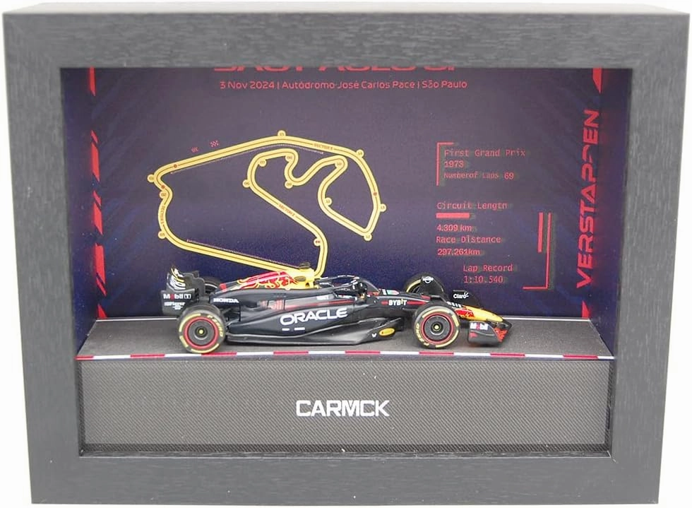 BBU 1/43 Scale F1 Model Car and Wooden Display Case Set 2024 RB19 F1#1 Max Verstappen Diecast Racing Car with Acrylic Dustproof and LED Light Showcase for Collectibles
