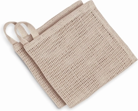 Bean Products Hemp Washcloth - Loose Weave Design for Effective Cleaning - Open Knit Exfoliating Wash Cloth - Fast Drying, Hemp & Organic Cotton - 10” x 12”, 2 Pack