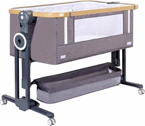 Bedside Bassinet for Baby, 3 in 1 Bassinet Bedside Sleeper with Wheels, Mosquito Net, Adjustable Easy Folding Portable Baby Bed for Infant Newborn (Grey)