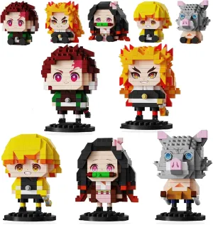Beego 5 Anime Demon-Themed Figures Building Set, Cute Popular Slayer Protagonist Brick Models Head, Japanese Top Anime Merch Manga Toy, Collectible Decor Gift for Fans, Kids (1140 Pcs)
