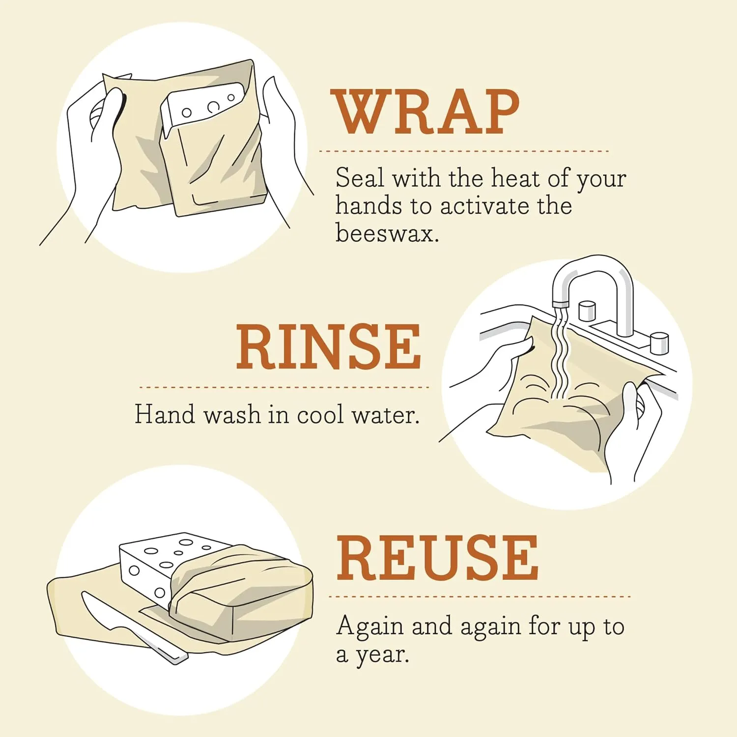 Bee's Wrap Beeswax Wraps for Food - Fresh Fruit 3 Pack (S, M, L) Made in USA Reusable & Organic Food Wraps, Sandwich Wrap & Bowl Covers - Eco-Friendly Alternative to Aluminum Foil & Plastic Wrap