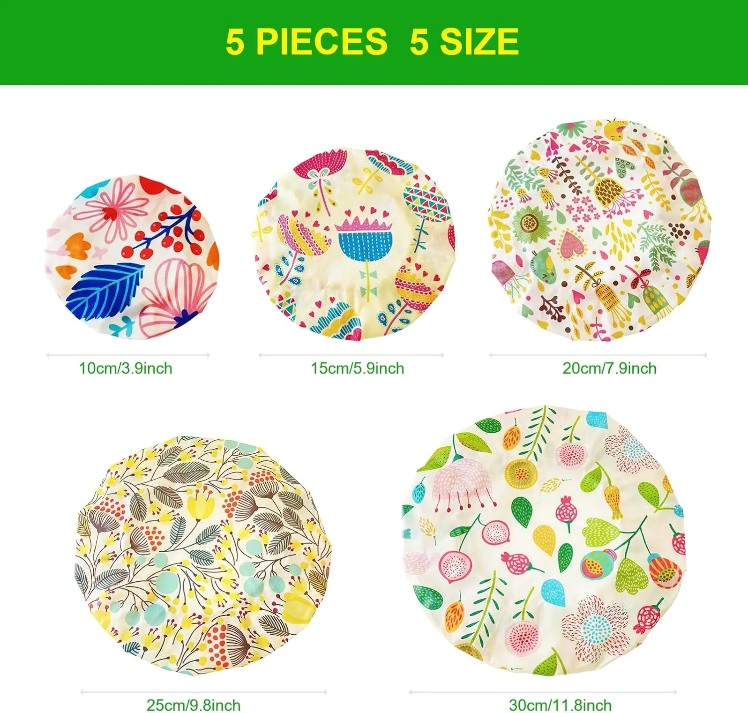 Beeswax Bowl Covers Reusable in 5 Size Stretch Cloth Fabric, Elastic Food Storage Covers Cotton Bread Bowl Covers Reusable Lids for Food, Fruits, Leftover