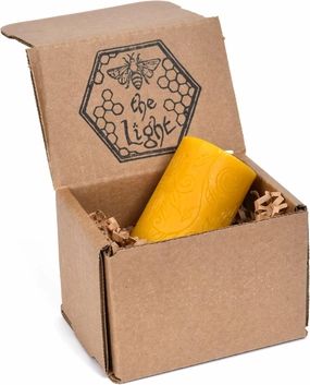 BeeTheLight Beeswax Pillar Candle - 100% Pure Bees Wax - Choose Your Size and Color - 24 Hour Burn Time - 2x3 - Unscented - Natural Light Honey Scent (Natural Yellow, Small)
