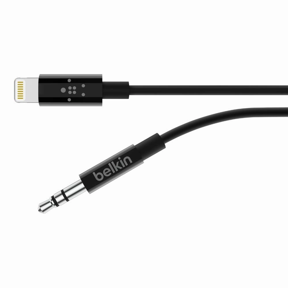 Belkin AV10172bt03-BLK 3.5mm Audio Cable With Lightning Connector, Black, Smartphone