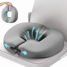 Benazcap Donut Pillow Seat Cushion for Tailbone Pain Relief, Memory Foam Hemorrhoid Pillow by Ergonomic for Coccyx, Sciatica, Pregnancy, Postpartum-Grey