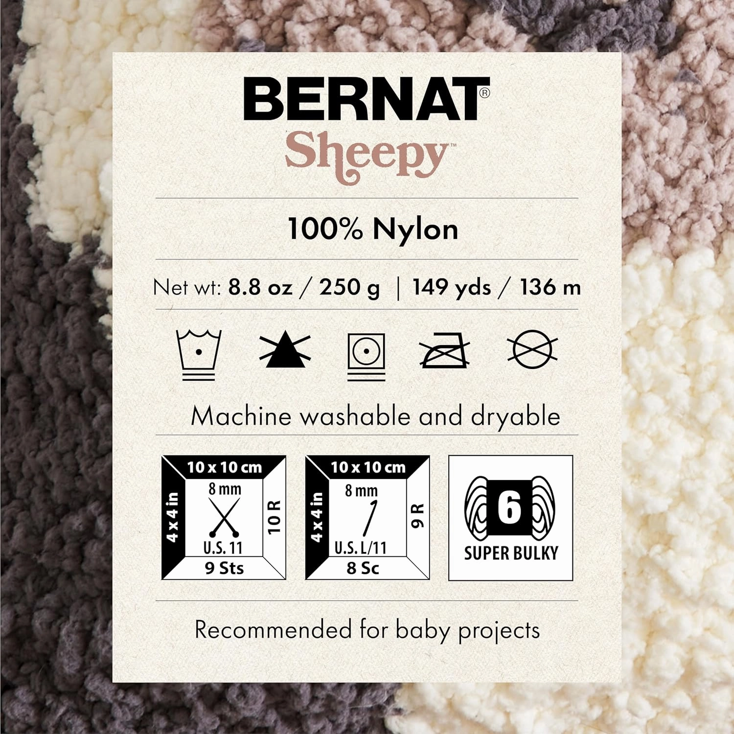 Bernat Sheepy Deep Denim Yarn - 2 Pack of 250g/8.8oz - Nylon - 6 Super Bulky - 149 Yards - Knitting, Crocheting & Crafts