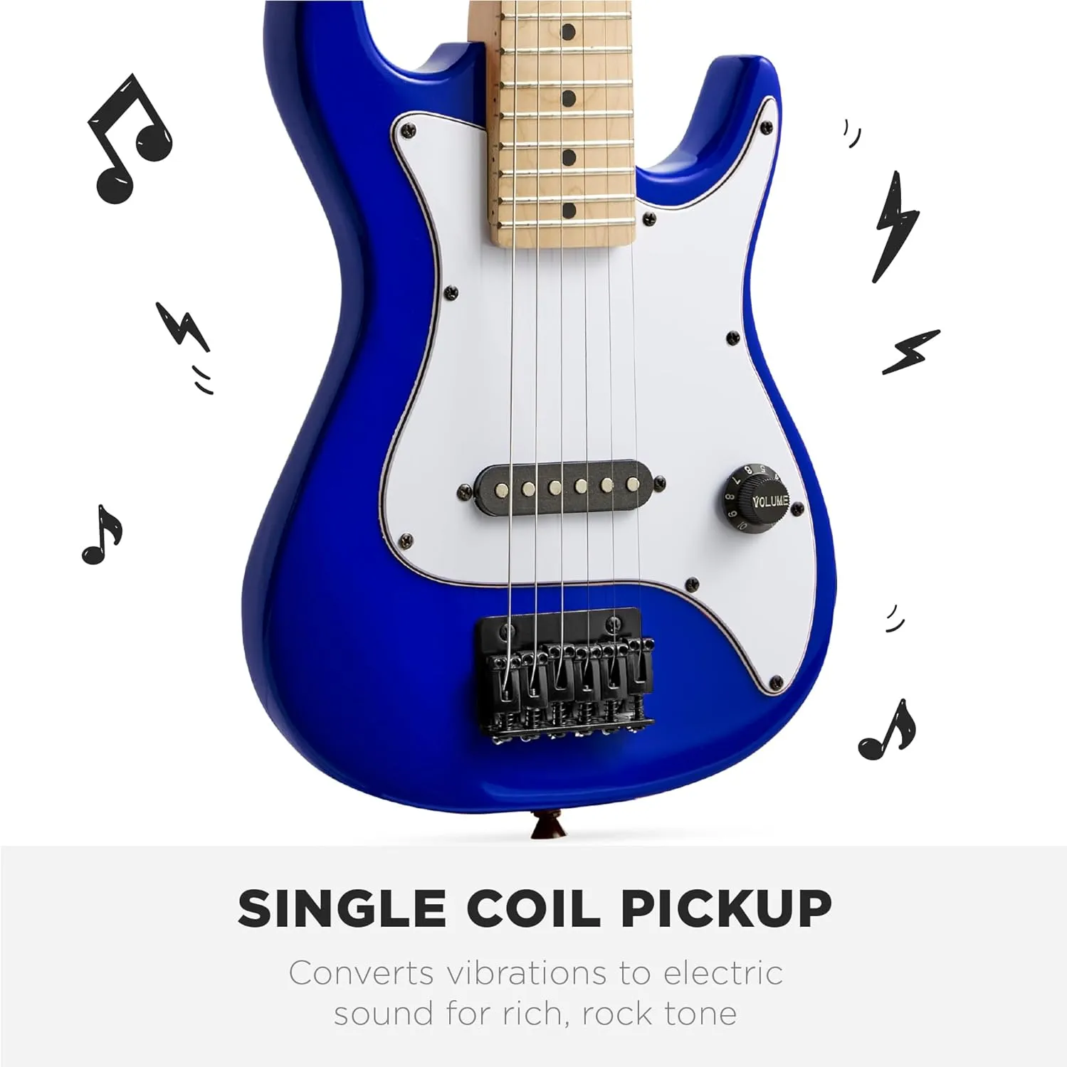 Best Choice Products 30in Kids Electric Guitar Beginner Starter Kit w/ 5W Amplifier, Strap, Gig Bag, Strings, Picks - Metallic Blue