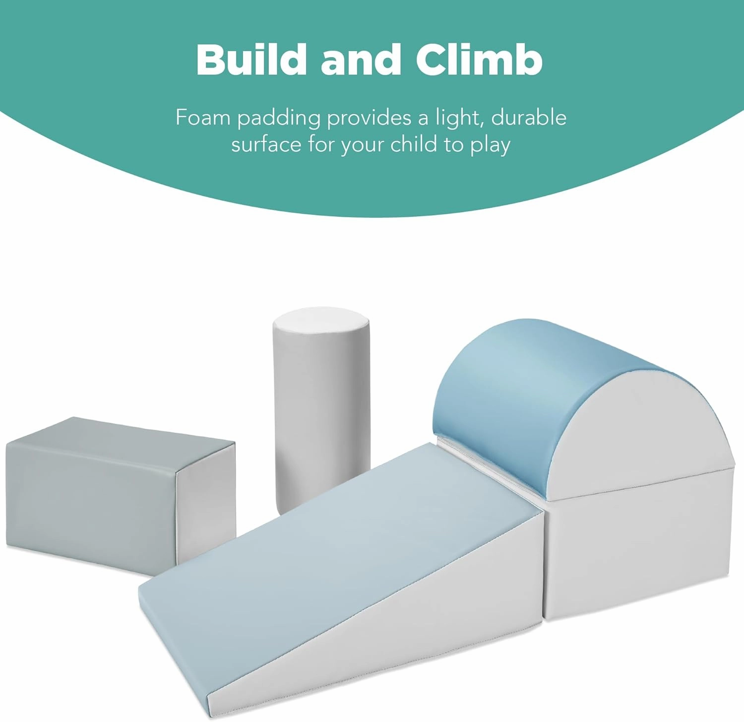 Best Choice Products 5-Piece Kids Climb & Crawl Soft Foam Block Activity Play Structures for Child Development, Color Coordination, Motor Skills - Blue