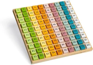Bigjigs Toys FSC® Certified Wooden Number Counting Tray - 100 Piece Maths Game, Quality Eco-Friendly Educational Toys & Teacher Supplies, Montessori Toys