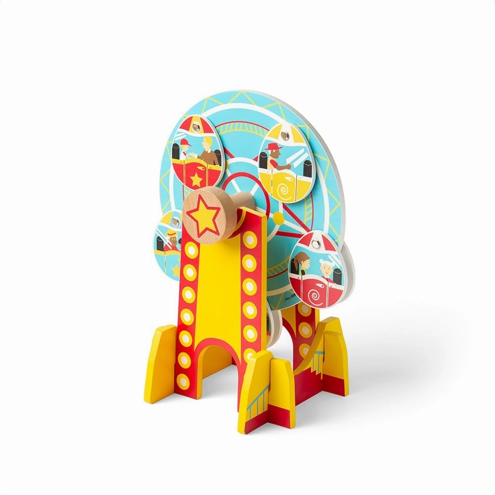 Bigjigs Rail Ferris Wheel Tunnel - 2-in-1 Spinning Fairground Ride & Tunnel for Train Sets, Kids Railway Accessories, Toddler Gifts for 3 Years Old  