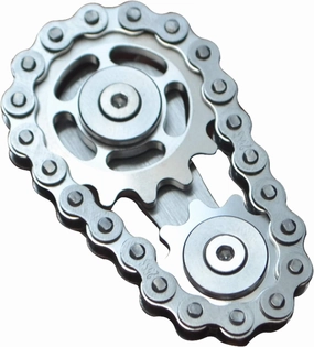 Bike Chain Gear Fidget Spinner, Stainless Steel Gears Linkage Sensory Sprocket Bike Chain EDC Fidget Toys for Anxiety Relieve ADHD Boredom Autism (Silver)