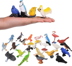 Birds Figurines, 23pcs Realistic Eagle Parrot Robin Owl Toy Bird, Fairy Garden Accessories, Learning Educational Toys for Dollhouse Birthday Cake Topper Gift for Kids Toddler