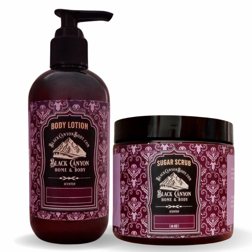 Black Canyon Apothecary Rose Scented Body Lotion and Sugar Scrub Set, 12 Oz Lotion - 16 Oz Sugar Scrub