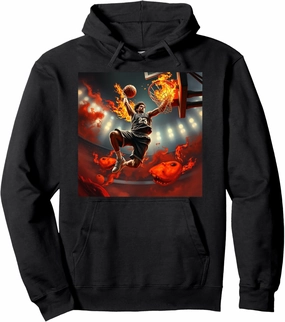 Blazing Basketball Dunk - Basketball Player Pullover Hoodie