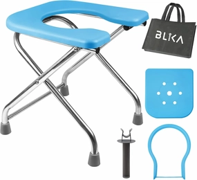 BLIKA U Shaped Portable Toilet for Camping, 400LBS XL Stainless Steel Truck Toilet, Folding Portable Potty for Adults, RoadTrip, Travel, Car