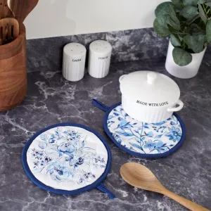 Blue Florals Hot Pad Set