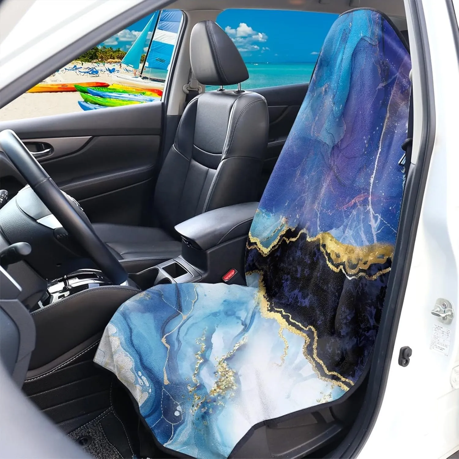 Blue Marble Car Sweat Towel Seat Cover Soft Quick Dry Cooling Bucket Towel Seat Covers Non-Slip Auto Front Seats Protector for Surfing Yoga Gym Workout