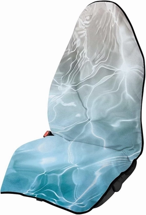 Blue Ocean Car Seat Towel Cover Waterproof, Water Wave Beach Towel Car Seat Cover Washable Sweat Towel Breathable Anti-Slip Athletic Towel Auto Seat Cover Accessories