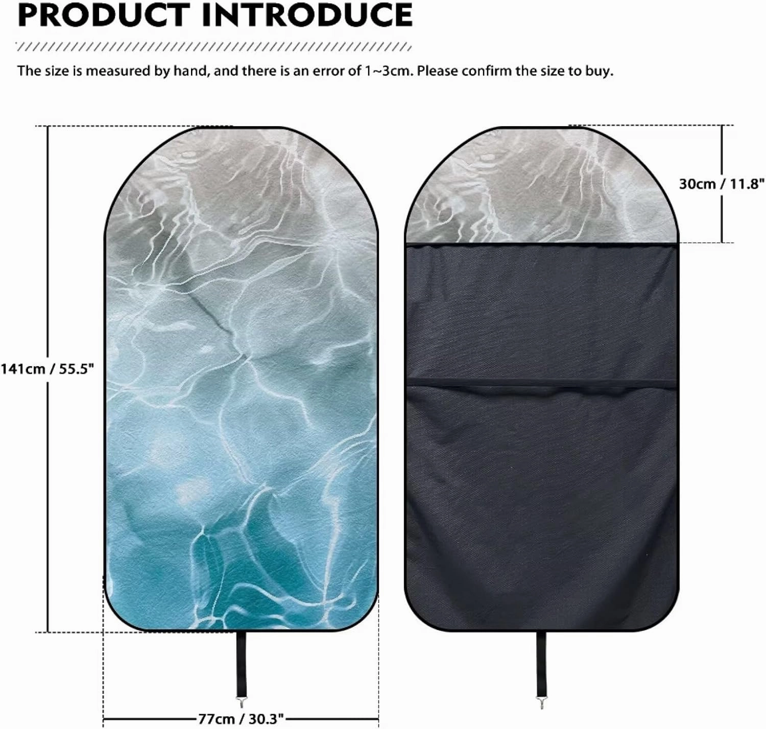 Blue Ocean Car Seat Towel Cover Waterproof, Water Wave Beach Towel Car Seat Cover Washable Sweat Towel Breathable Anti-Slip Athletic Towel Auto Seat Cover Accessories