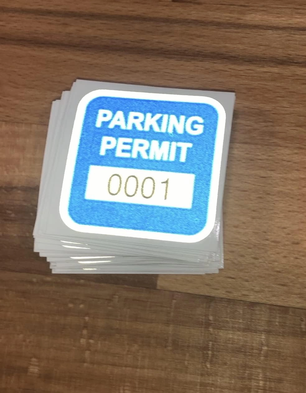 Blue Reflective 1.5" x 1.5" Small Rear View Mirror Parking Permit Window Stickers Decals (Multiple Number Sets Available) (0001 to 0050)