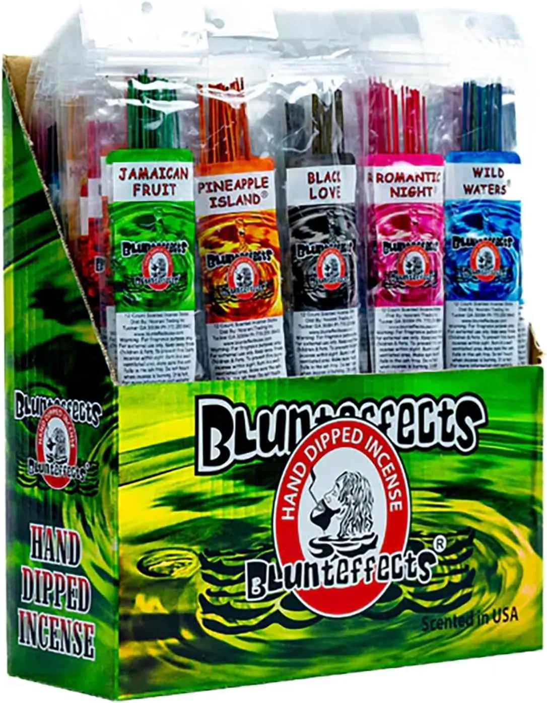 Blunteffects Hand-Dipped Incense Sticks - Premium 180-Pack Variety Set, 15 Different Scents, 11" Long, USA-Made Aromatherapy with Long Burn Time (15 Pack, 180 Total Sticks)