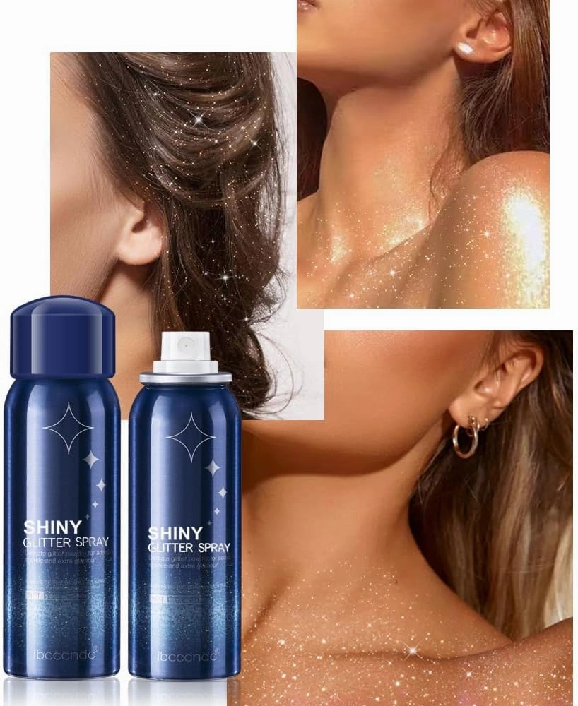 Body Glitter Spray, Perfect Body Glitter for Music Festival Stage Makeup and Festival Rave Highlighter Makeup. (2 Pcs)