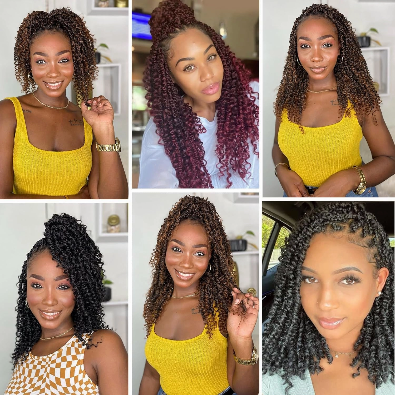 Boho Passion Twist Crochet Hair Passion Twist Hair Pre Looped Goddess Crochet Twists Bohemian Crochet Braids With Curly Ends Boho Braids Crochet Hair For Women (14 Inch (Pack of 8), 1B/27)