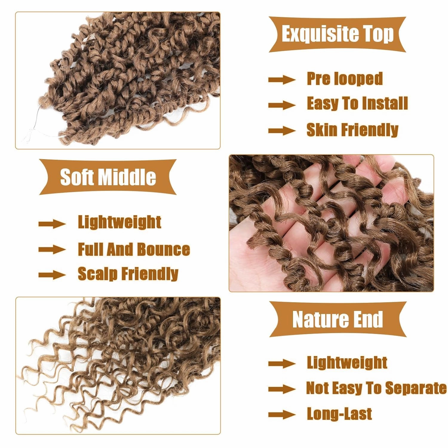 Boho Passion Twist Crochet Hair Passion Twist Hair Pre Looped Goddess Crochet Twists Bohemian Crochet Braids With Curly Ends Boho Braids Crochet Hair For Women (14 Inch (Pack of 8), 27#)