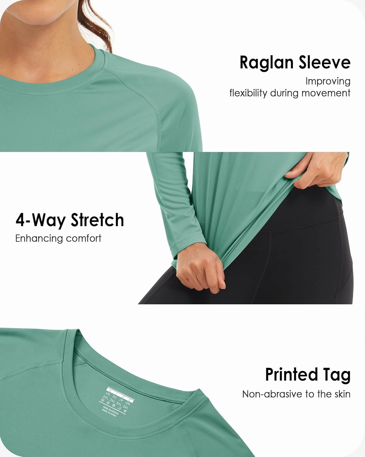 Boladeci Women's Sun Shirts UPF 50  UV Protection Rash Guard Long Sleeve Swim Shirts Quick Dry Lightweight Workout Tops