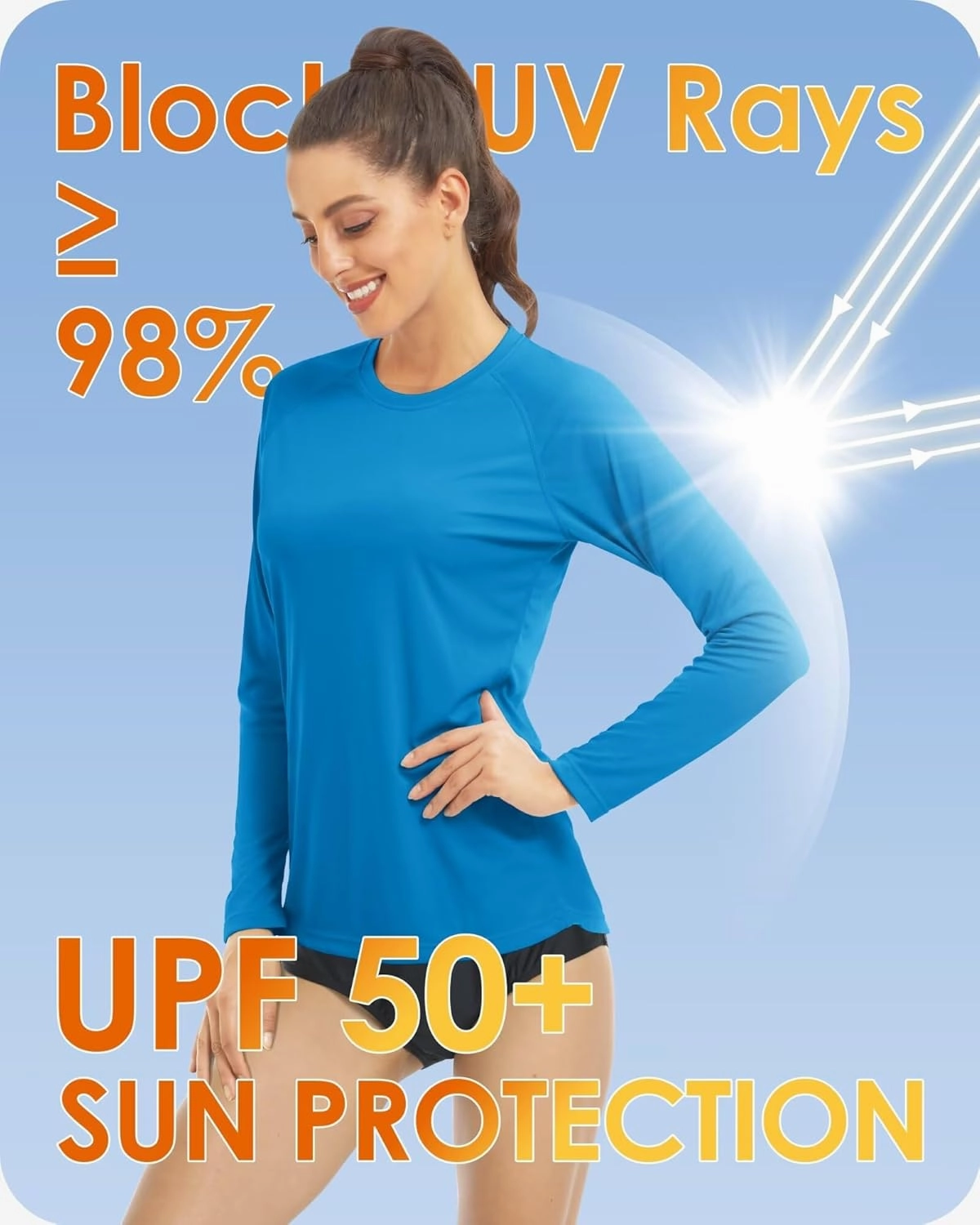 Boladeci Women's Sun Shirts UPF 50  UV Protection Rash Guard Long Sleeve Swim Shirts Quick Dry Lightweight Workout Tops