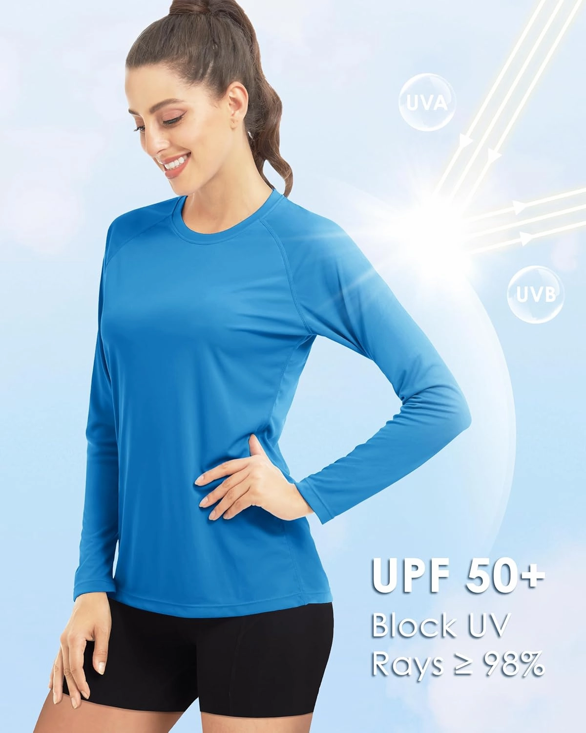 Boladeci Women's Sun Shirts UPF 50  UV Protection Rash Guard Long Sleeve Swim Shirts Quick Dry Lightweight Workout Tops