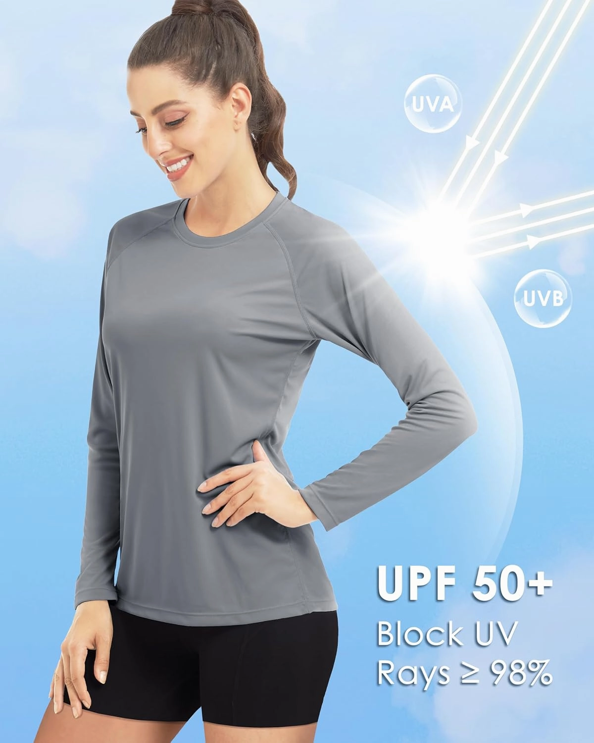 Boladeci Women's Sun Shirts UPF 50  UV Protection Rash Guard Long Sleeve Swim Shirts Quick Dry Lightweight Workout Tops