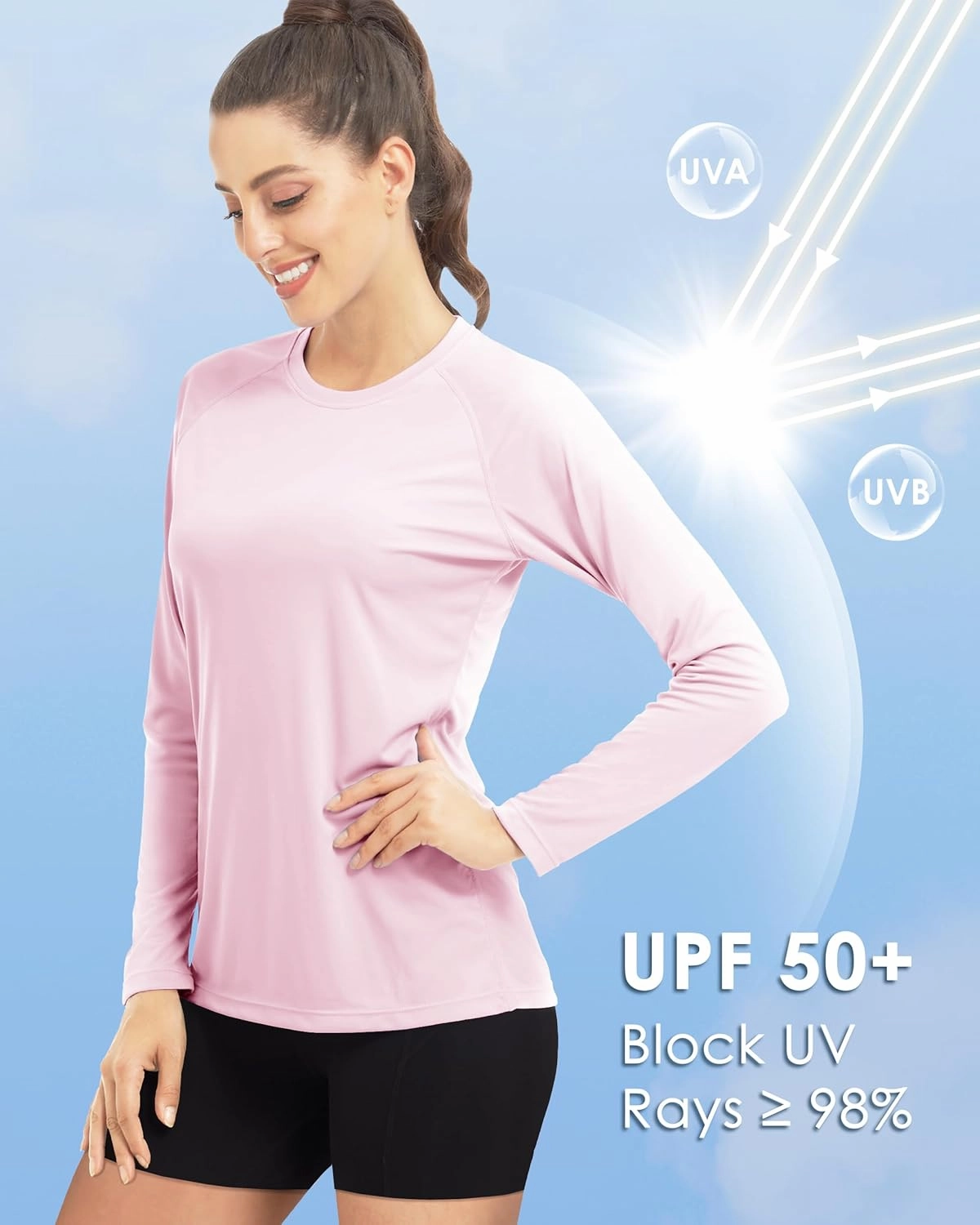 Boladeci Women's Sun Shirts UPF 50  UV Protection Rash Guard Long Sleeve Swim Shirts Quick Dry Lightweight Workout Tops