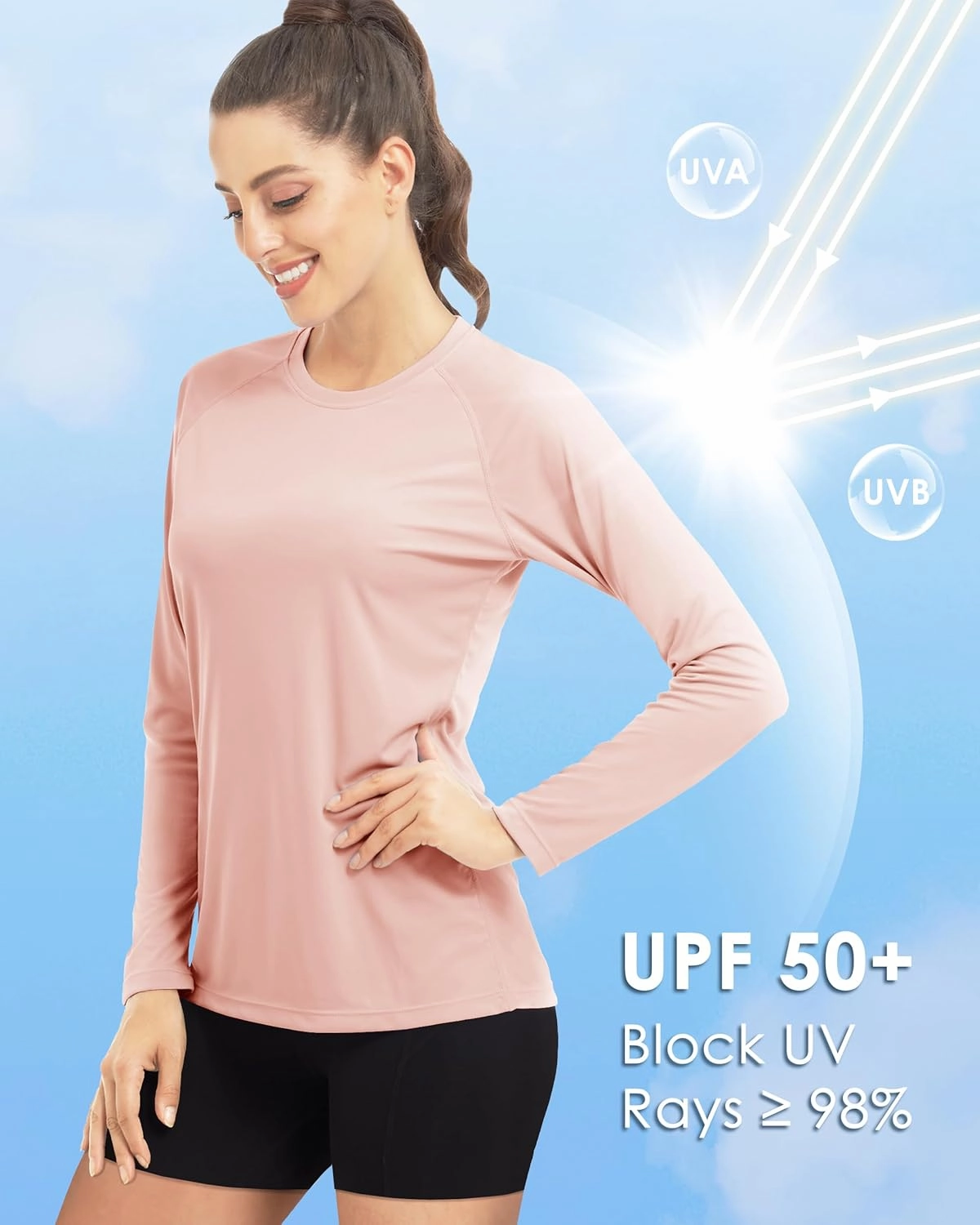 Boladeci Women's Sun Shirts UPF 50  UV Protection Rash Guard Long Sleeve Swim Shirts Quick Dry Lightweight Workout Tops