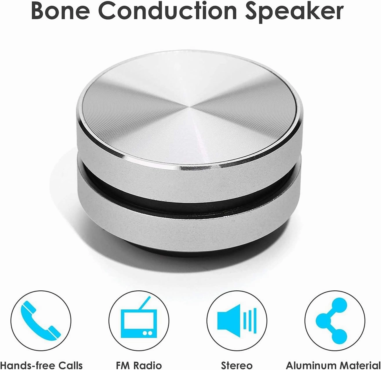 Bone Conduction Speaker, True Wireless Speakers Mini Portable Stereo Sound Creative Speaker Compatible with iPhone, iPad, Samsung, Tablets and More Box, (2pcs Silver)