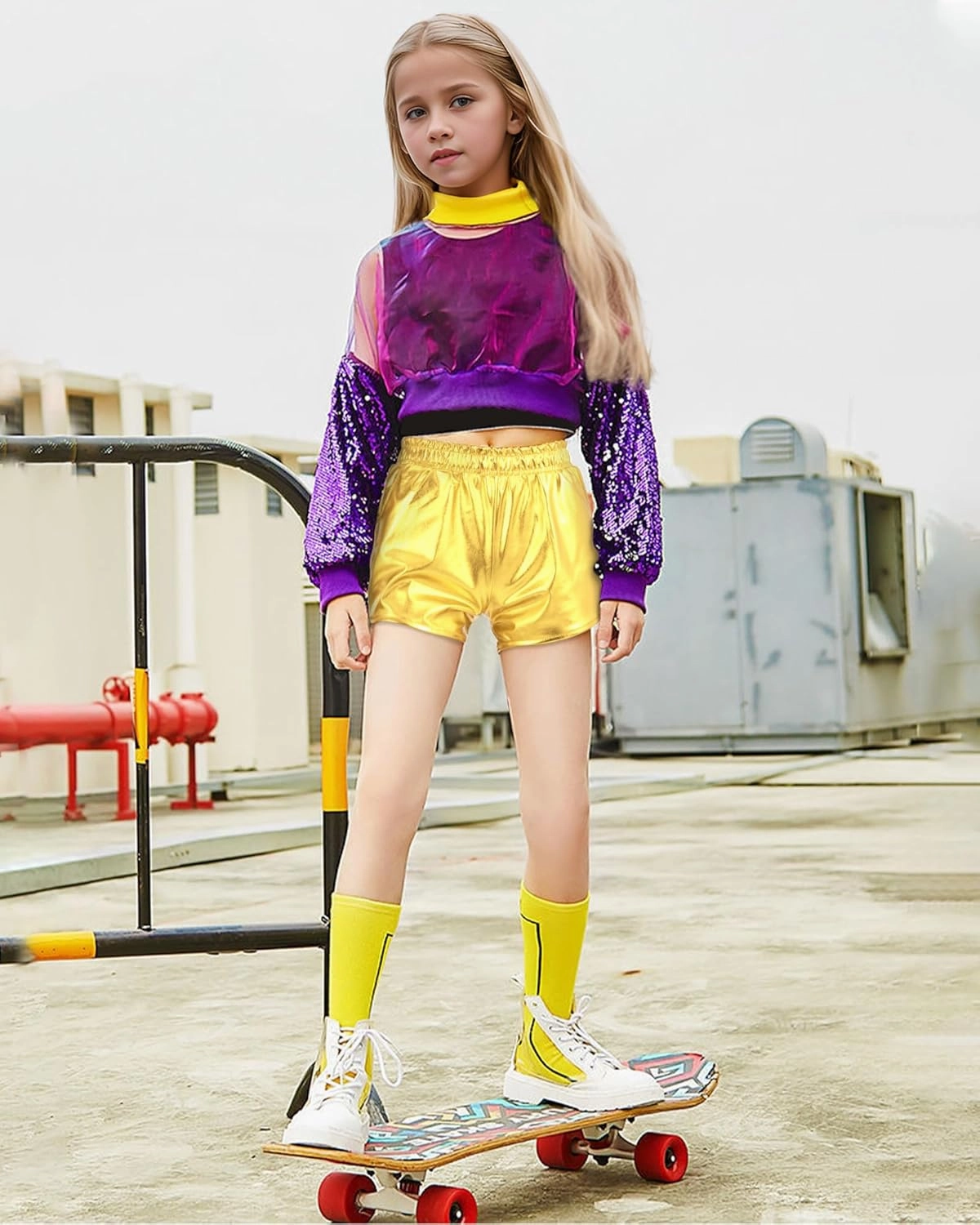 BOOPH Girls Metallic Shorts Kids Sparkly Dance Outfits Shiny Hot Pants Athletic Shorts for Girls