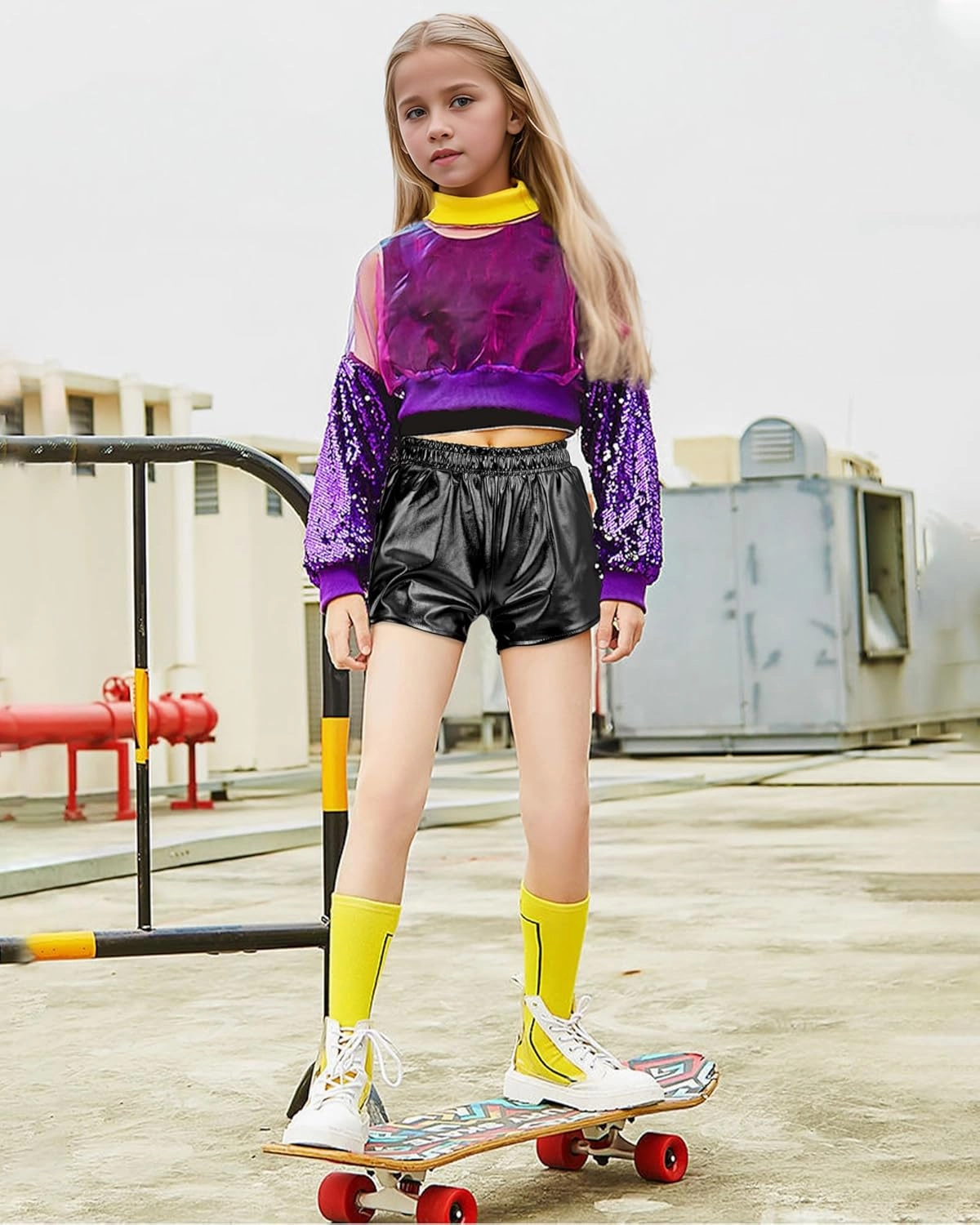 BOOPH Girls Metallic Shorts Kids Sparkly Dance Outfits Shiny Hot Pants Athletic Shorts for Girls