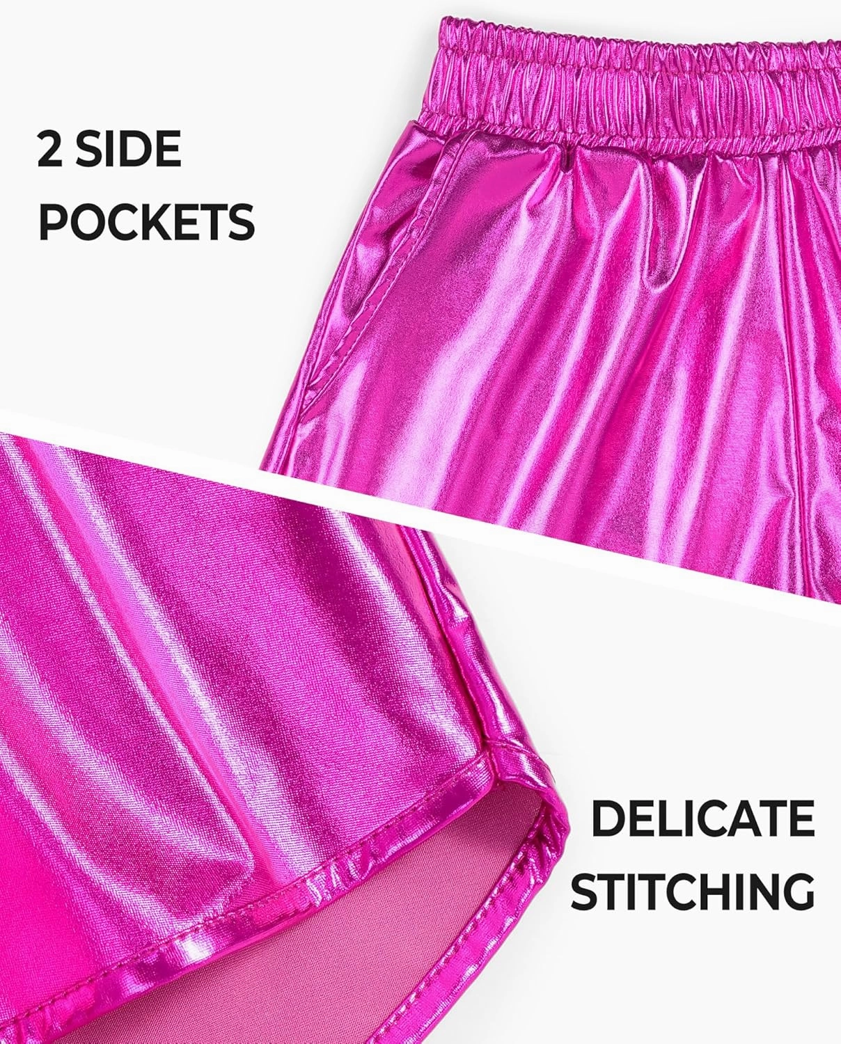 BOOPH Girls Metallic Shorts Kids Sparkly Dance Outfits Shiny Hot Pants Athletic Shorts for Girls