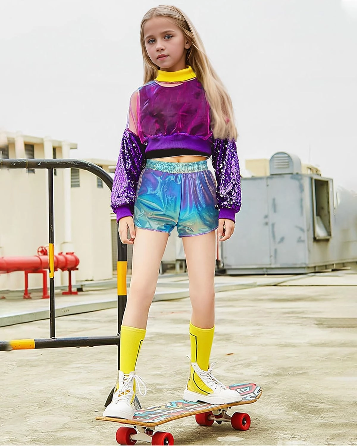 BOOPH Girls Metallic Shorts Kids Sparkly Dance Outfits Shiny Hot Pants Athletic Shorts for Girls