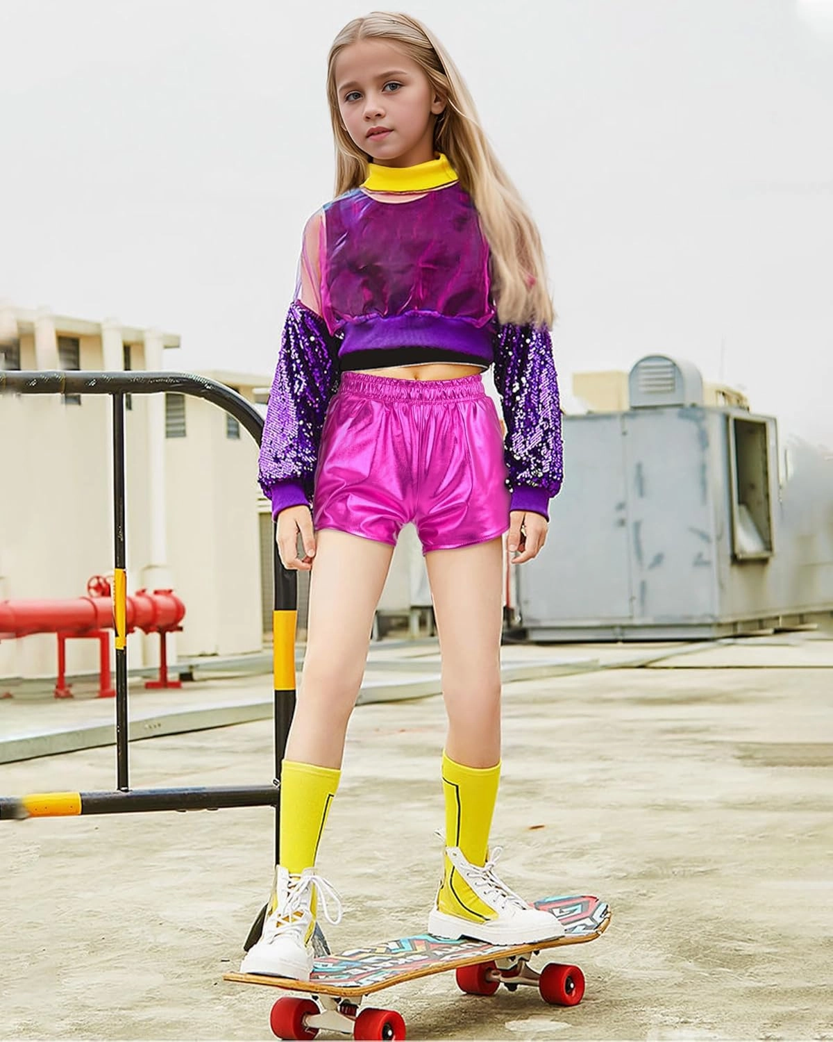 BOOPH Girls Metallic Shorts Kids Sparkly Dance Outfits Shiny Hot Pants Athletic Shorts for Girls