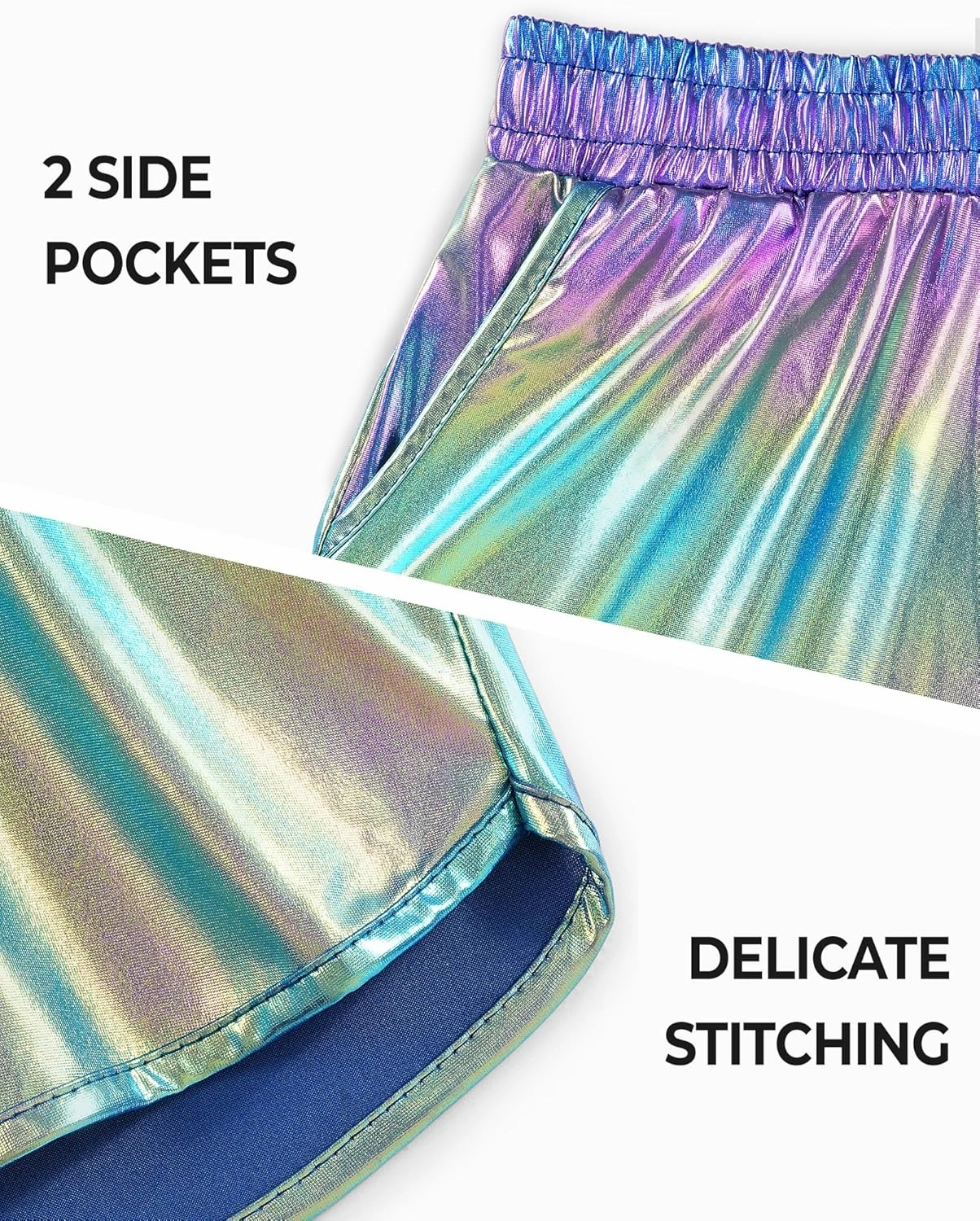 BOOPH Girls Metallic Shorts Kids Sparkly Dance Outfits Shiny Hot Pants Athletic Shorts for Girls