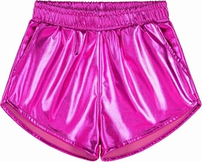 BOOPH Girls Metallic Shorts Kids Sparkly Dance Outfits Shiny Hot Pants Athletic Shorts for Girls