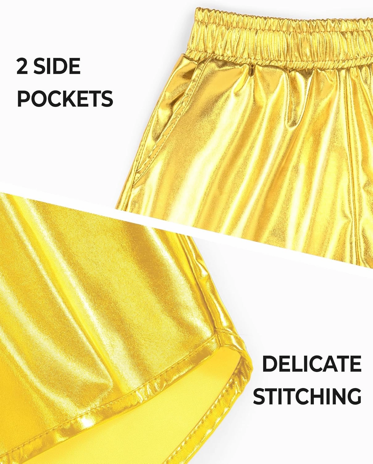 BOOPH Girls Metallic Shorts Kids Sparkly Dance Outfits Shiny Hot Pants Athletic Shorts for Girls